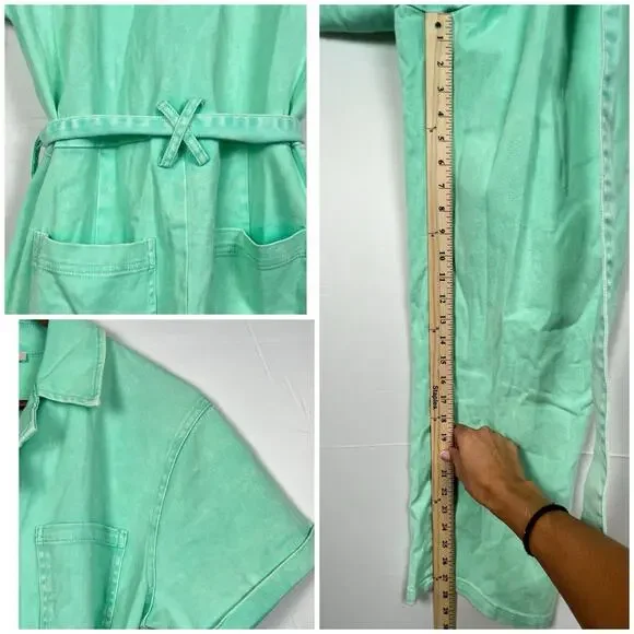 NWT Skies Are Blue Kendall Utility Jumpsuit Green Mint Sz L - Picture 7 of 9